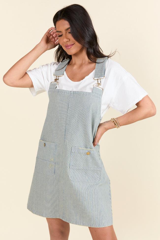 The Shelley Striped Overall Dress Holley Gabrielle X Pink Lily Product Image