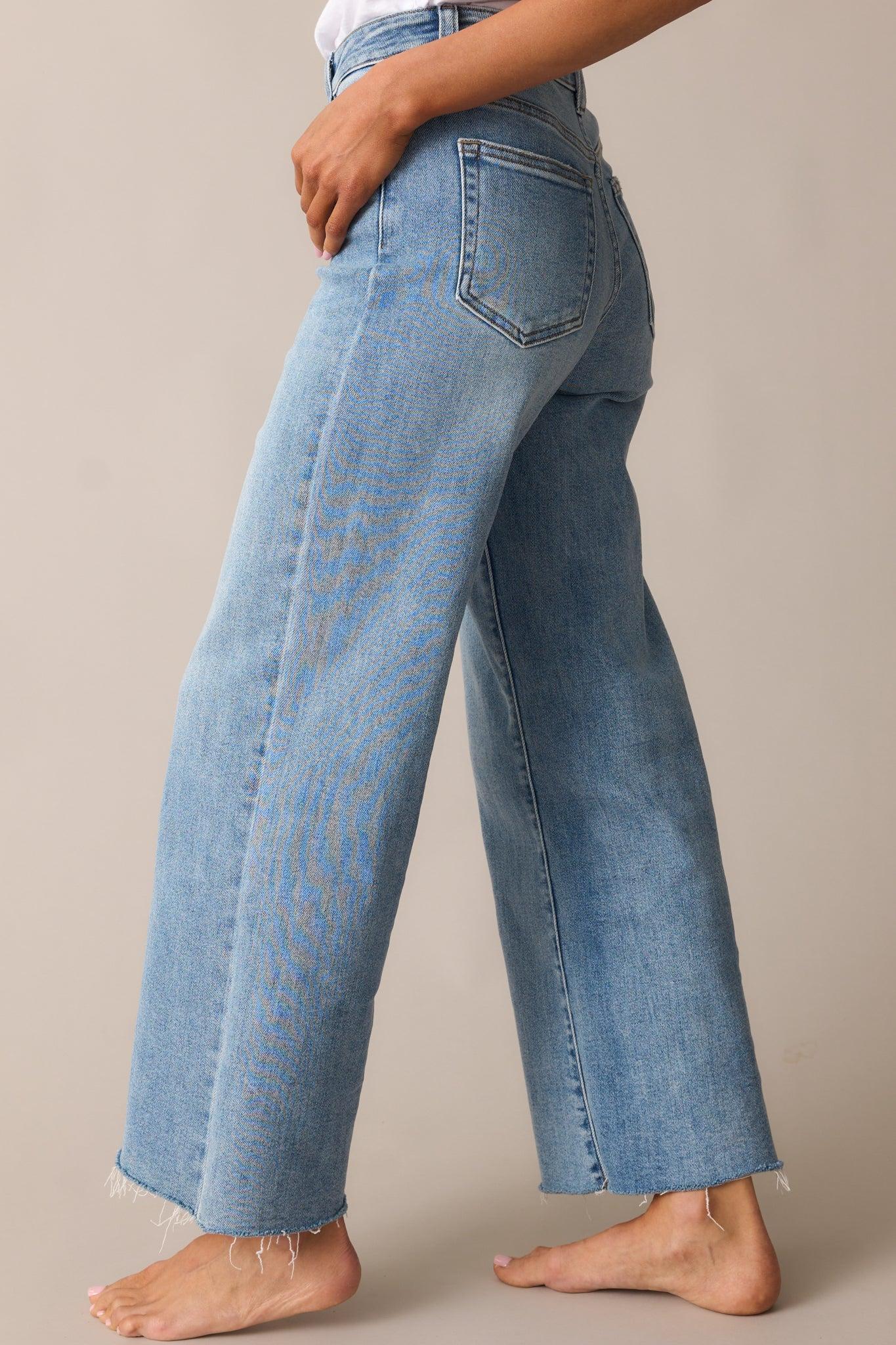 Already On It Light Wash Wide Leg Jeans Product Image