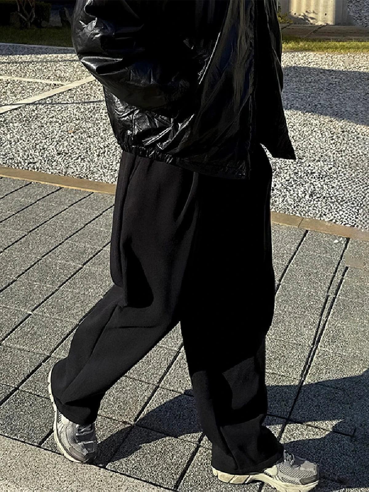 RT No. 12323 BLACK PLEATED FOLDED SWEATPANTS Product Image
