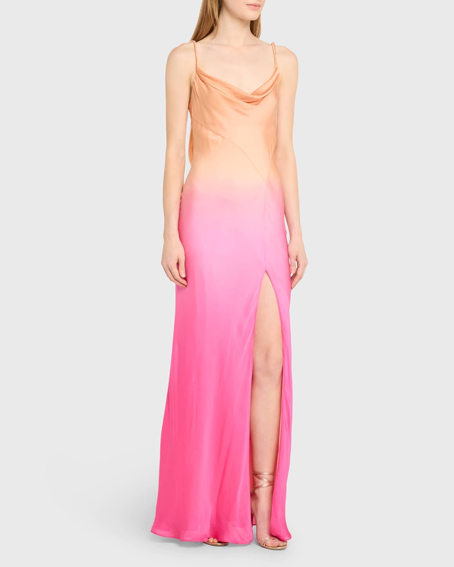 Nadine Ombre Silk Cowl-Neck Maxi Slip Dress Product Image