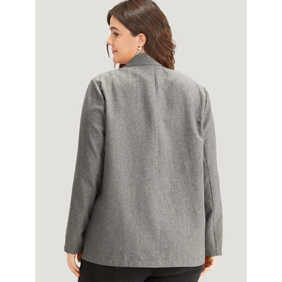 Plus Size Solid Suit Collar Patched Pocket Blazer DimGray Women Dailywear Plain Plain Sleeve Long Sleeve Suit Collar 14-16/1X Pocket Casual Blazers BloomChic Product Image