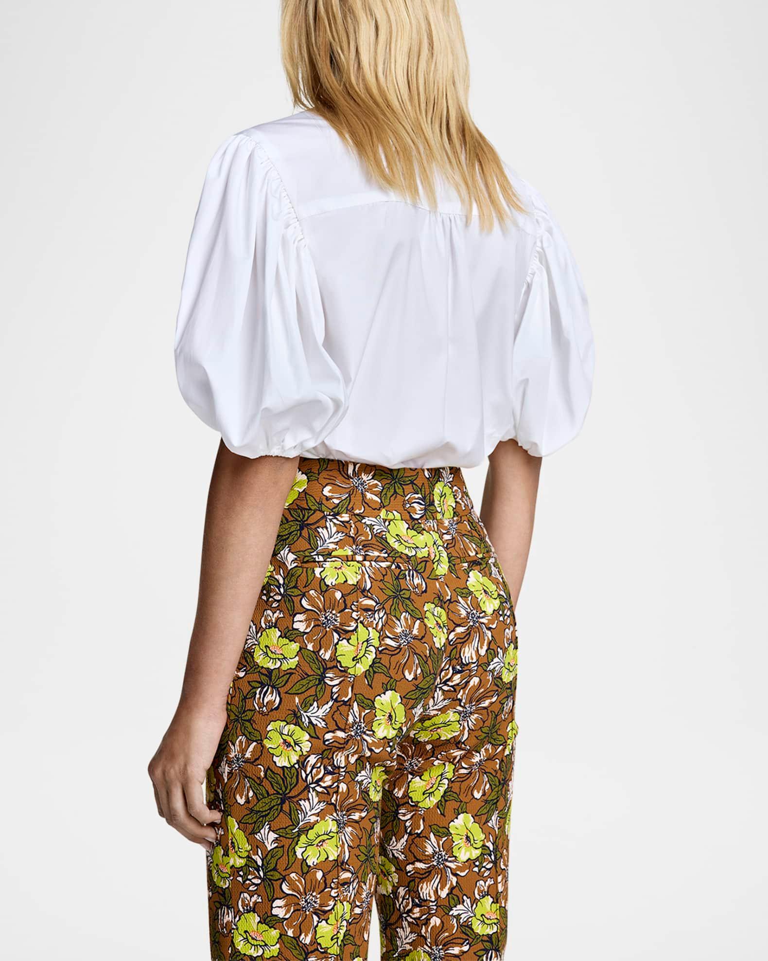 Embroidered Puff-Sleeve Poplin Shirt Product Image
