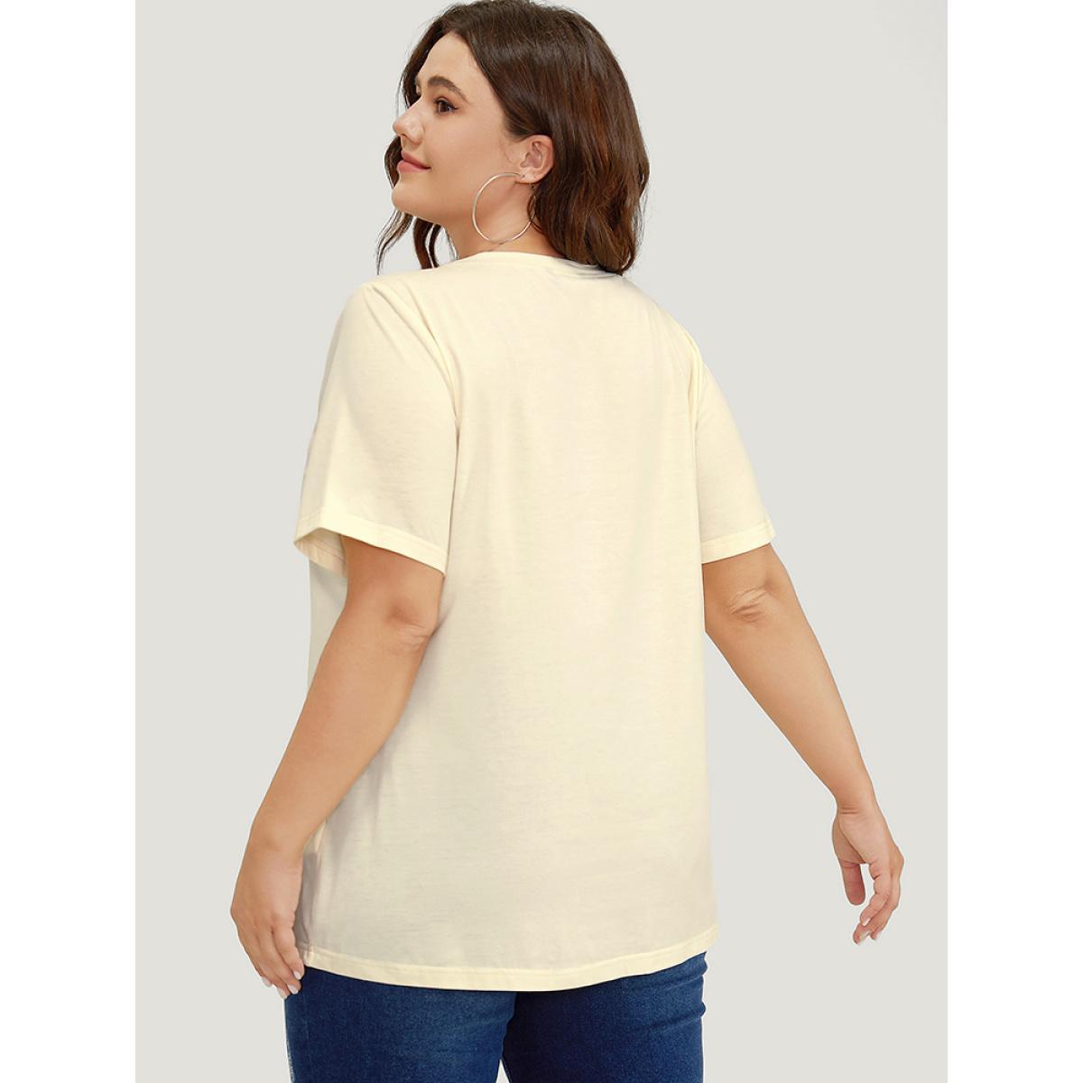 Plus Size Horse & Letter Print Round Neck Graphic Tee Apricot Women Casual Western Dailywear T-shirts BloomChic 14-16/1X Product Image