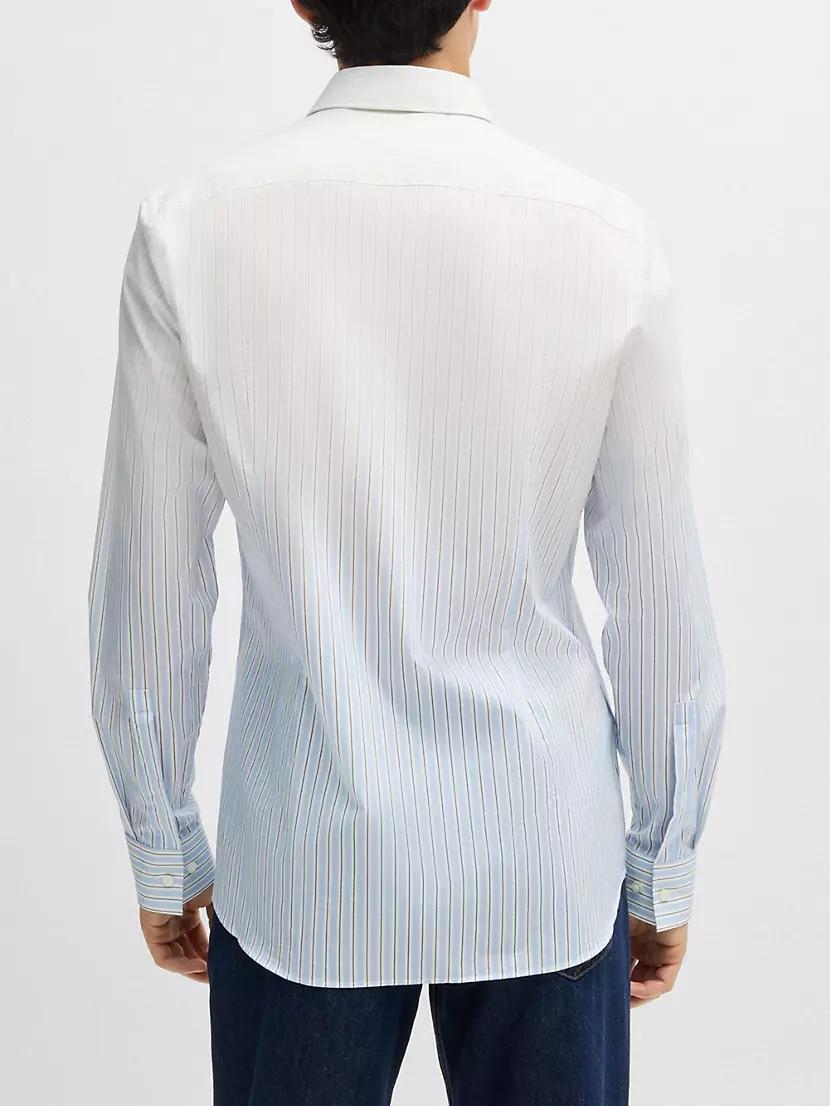 Slim-Fit Shirt in Degradé-Stripe Cotton Poplin Product Image