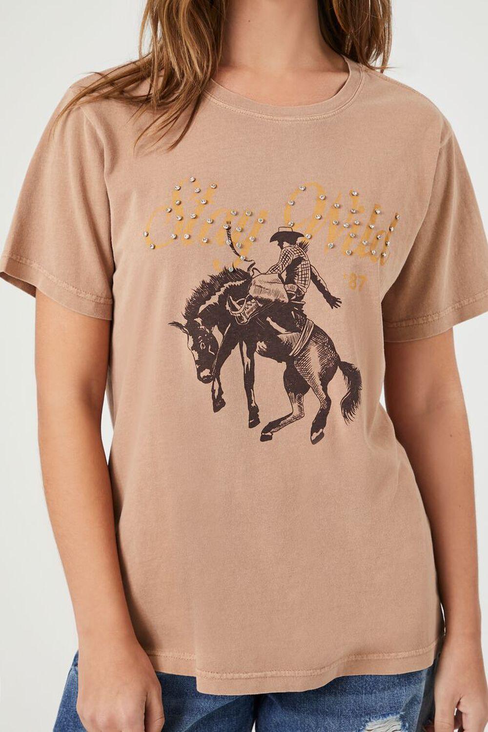 Rhinestone Stay Wild Cowboy Tee | Forever 21 Product Image