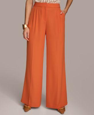 Donna Karan Womens Wide-Leg Pleat-Front Pants Product Image