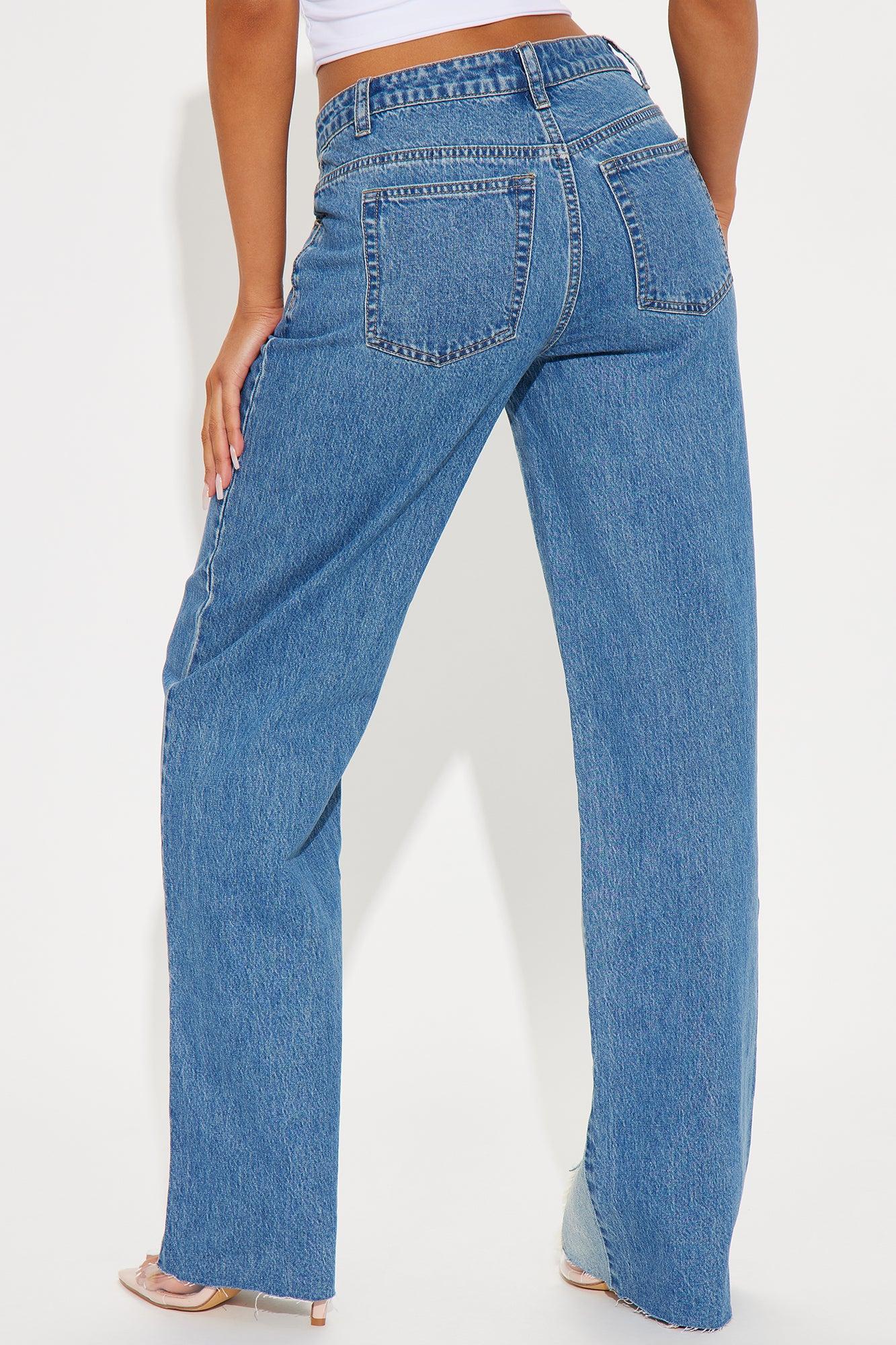 Emalia Two Tone Straight Leg Jeans - Medium Wash Product Image