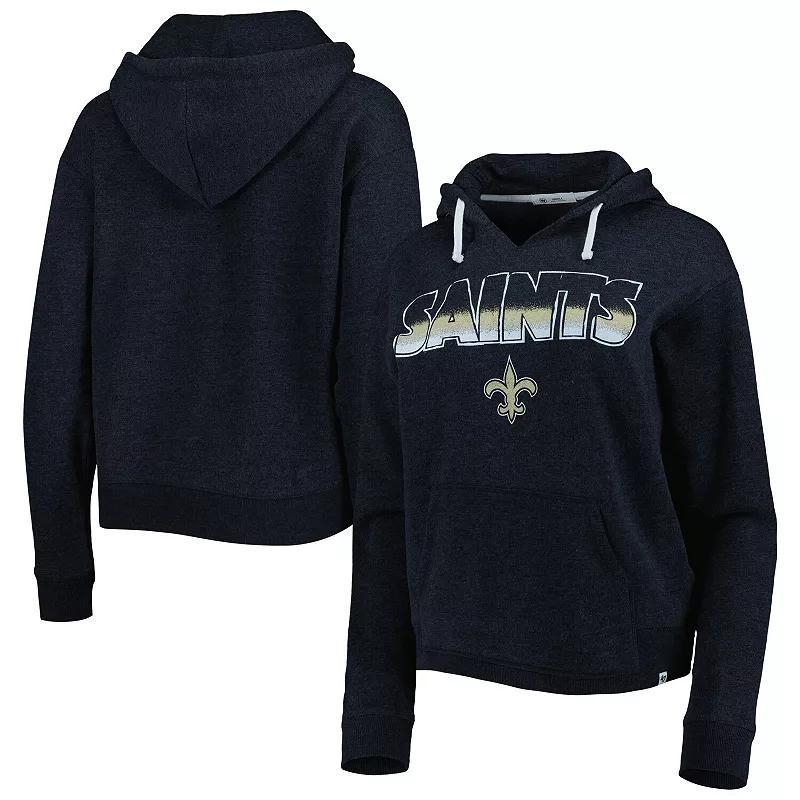 Women's '47 Black New Orleans Saints Color Rise Kennedy Notch Neck Pullover Hoodie, Size: Large Product Image