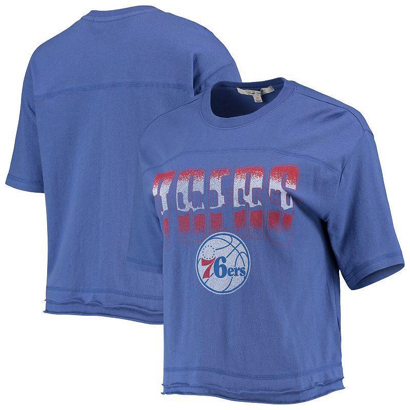 Women's Junk Food Royal Philadelphia 76ers Gradient Crop Top, Size: Medium, 76r Blue Product Image