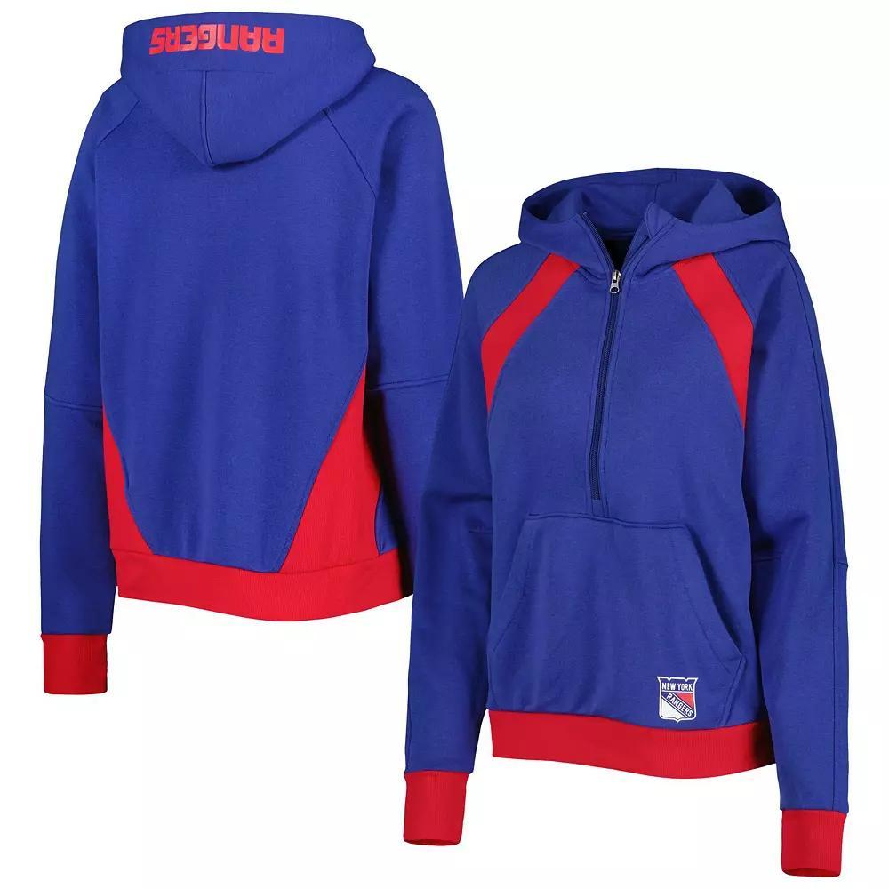 Women's Starter Blue New York Rangers Wishbone Half-Zip Hoodie, Size: Small, Ran Blue Product Image
