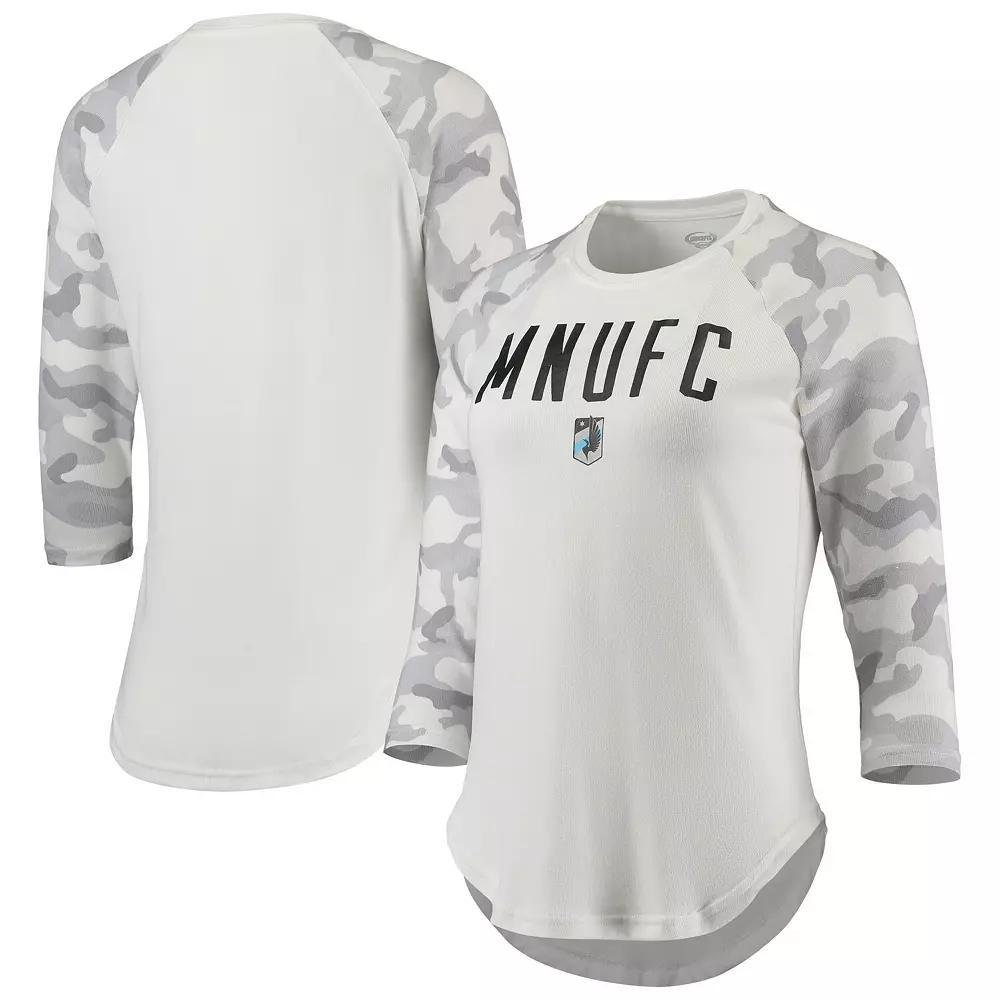 Women's Concepts Sport Cream/Gray Minnesota United FC Composite 3/4-Sleeve Raglan Top, Size: Large, Mfc Beige Product Image