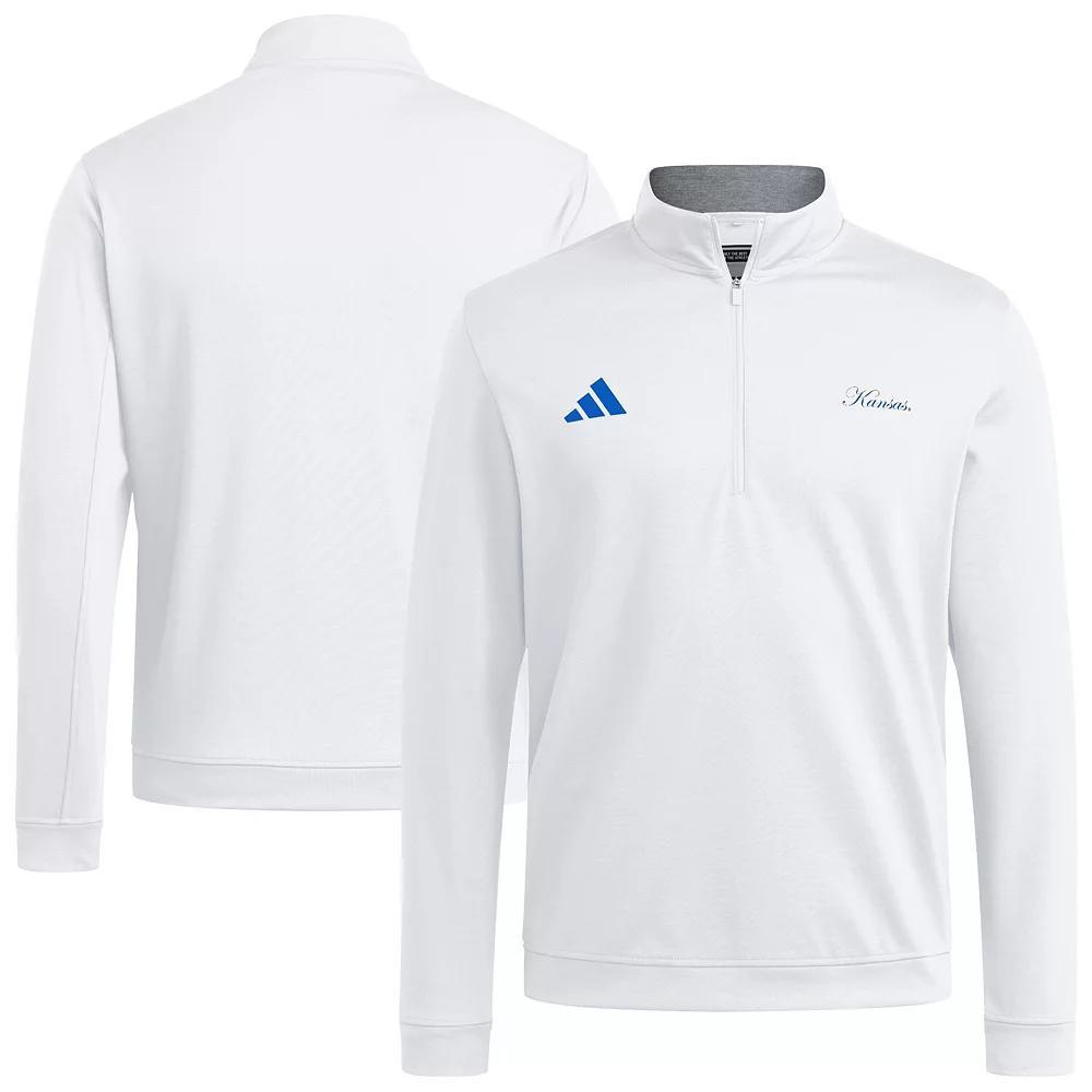 Men's adidas White Kansas Jayhawks Elevated Quarter-Zip Jacket, Size: 2XL Product Image