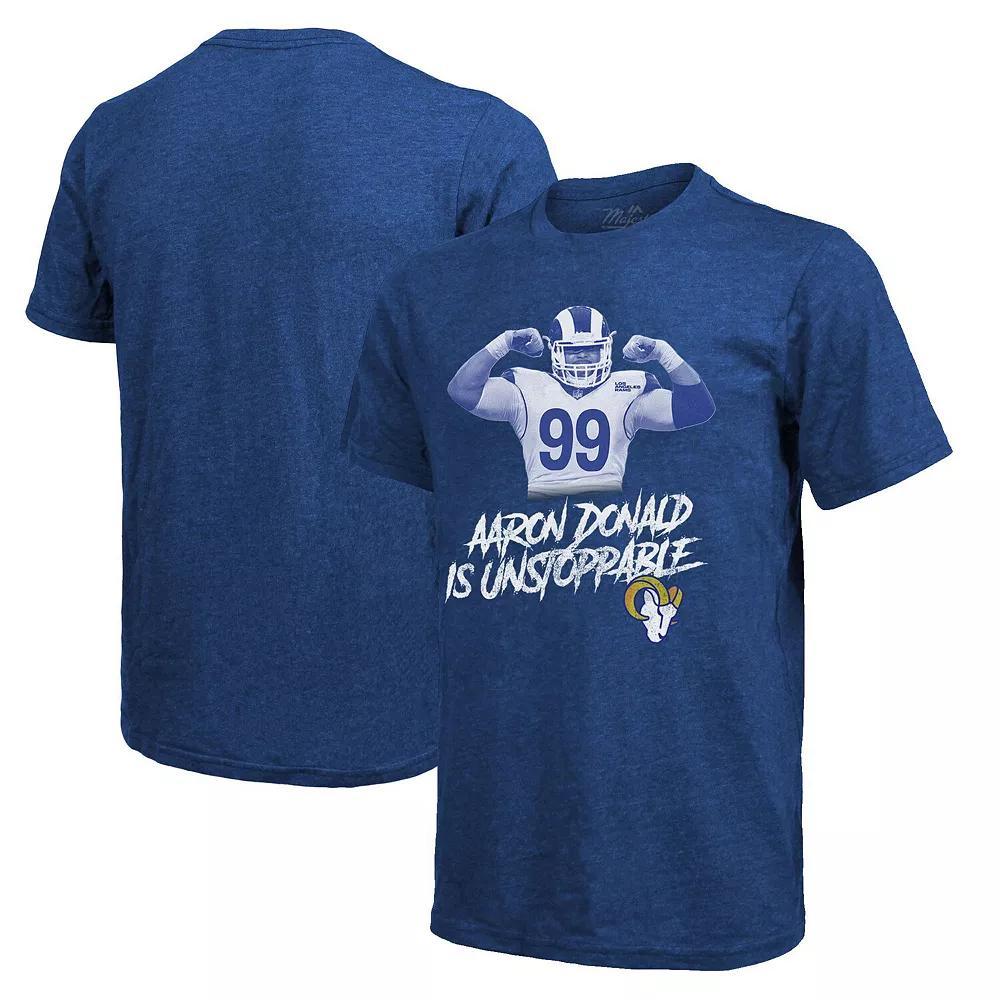 Men's Majestic Threads Aaron Donald Royal Los Angeles Rams Tri-Blend Player T-Shirt, Size: 2XL, Blue Product Image