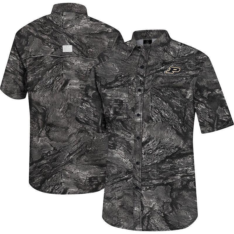 Mens Colosseum Charcoal Kansas State Wildcats Realtree Aspect Charter Full-Button Fishing Shirt Product Image