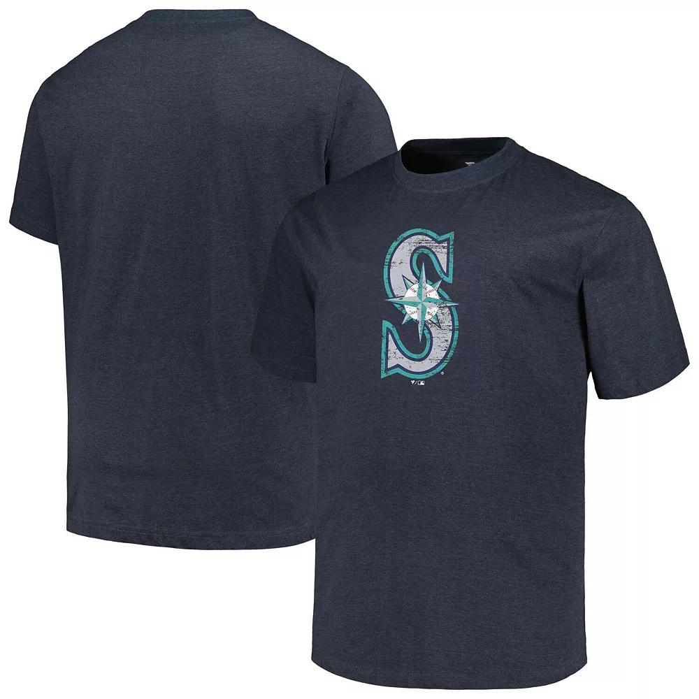 Men's Profile Heather Navy Seattle Mariners Big & Tall Weathered Logo T-Shirt, Size: 4XLT, Blue Product Image