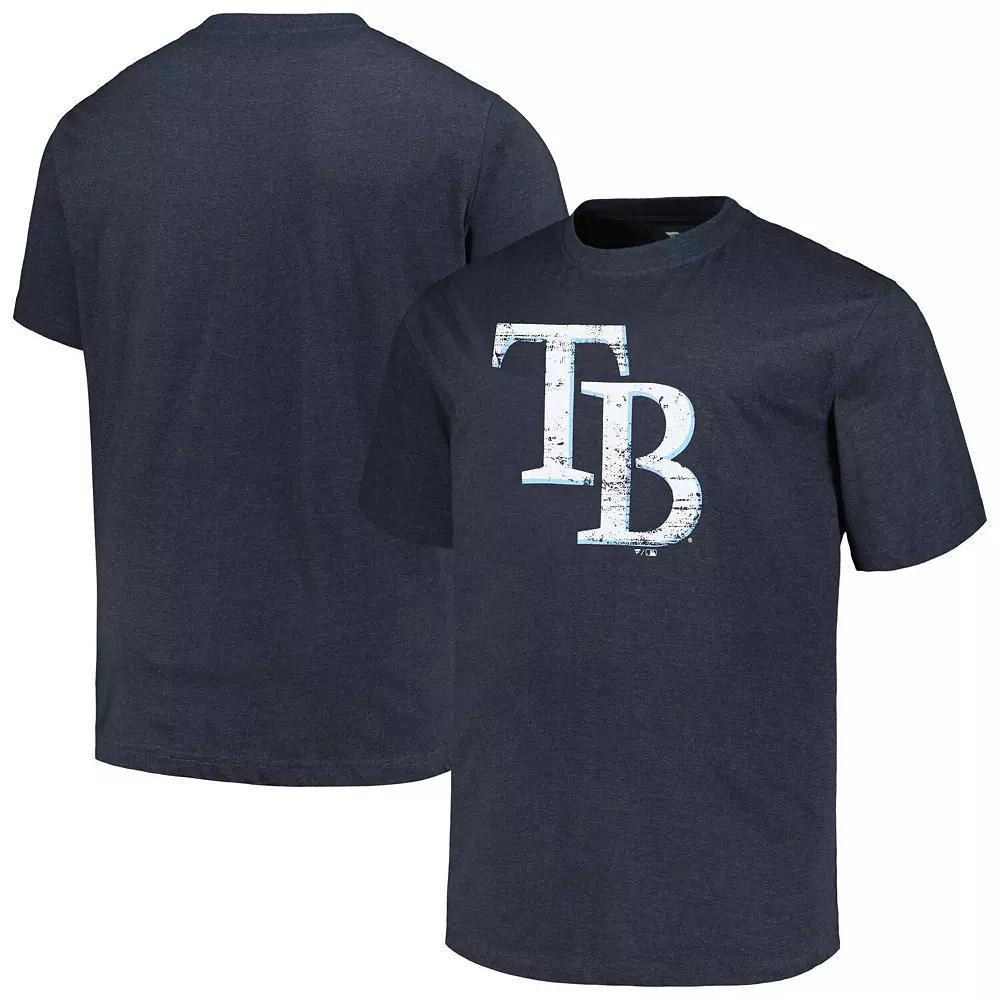 Men's Profile Heather Navy Tampa Bay Rays Big & Tall Weathered Logo T-Shirt, Size: 2XB, Blue Product Image