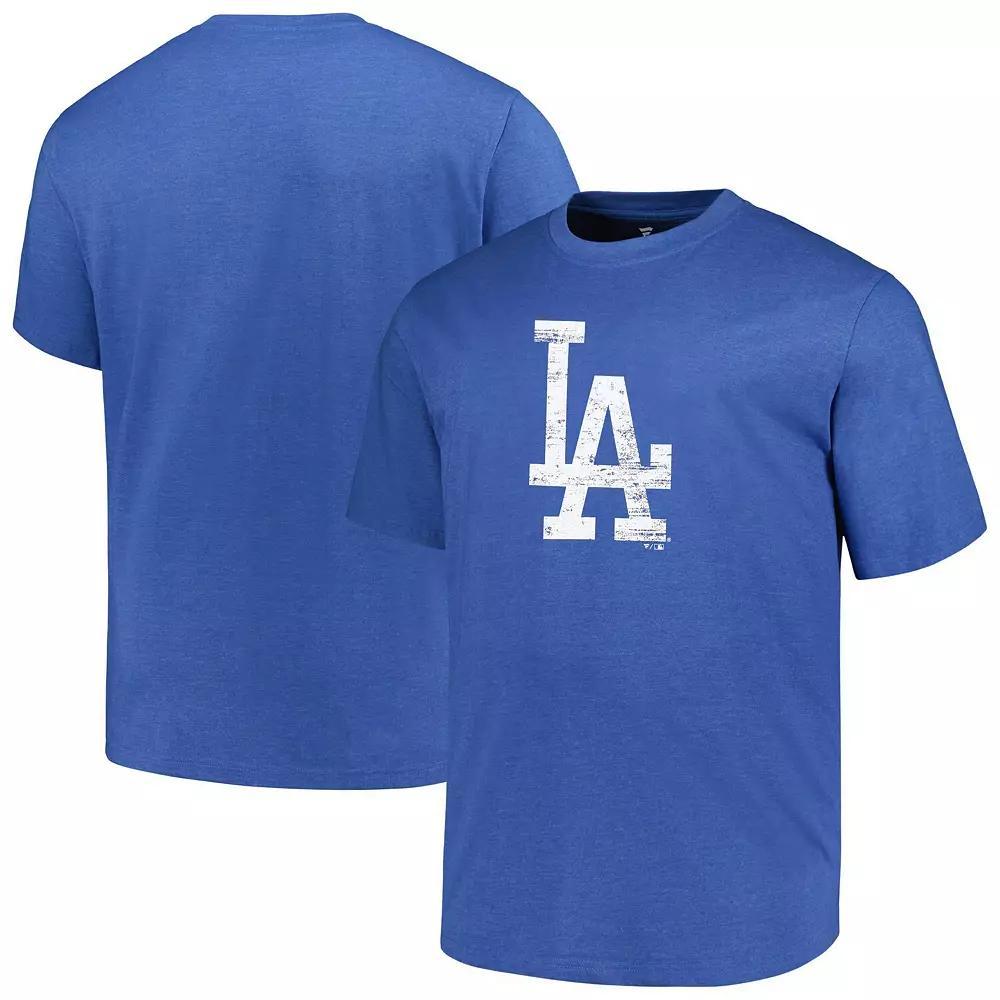 Men's Profile Heather Royal Los Angeles Dodgers Big & Tall Weathered Logo T-Shirt, Size: XLT, Blue Product Image