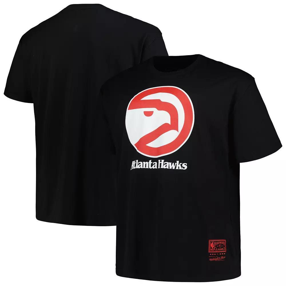 Men's Mitchell & Ness Black Atlanta Hawks Big & Tall Hardwood Classics Vintage Logo T-Shirt, Size: 2XLT Product Image