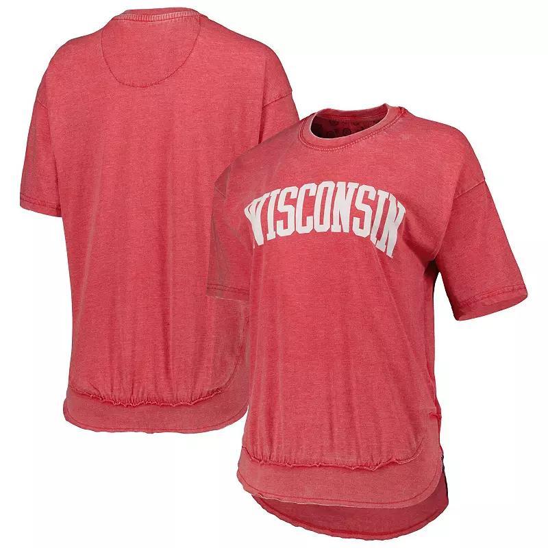 Womens Pressbox Heather Wisconsin Badgers Arch Poncho T-Shirt Product Image