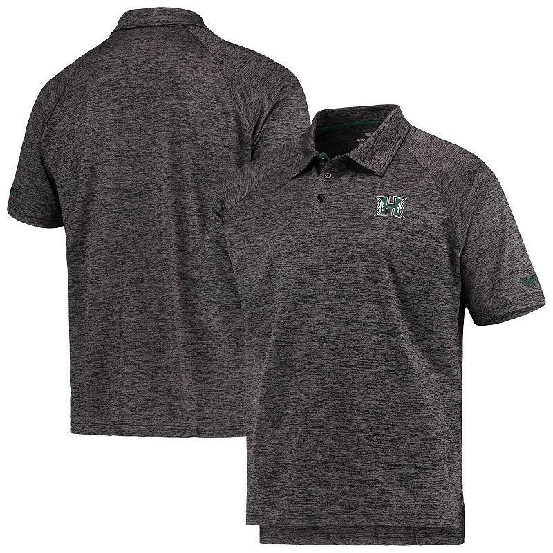 Men's Colosseum Heathered Black Hawaii Warriors Down Swing Raglan Polo, Size: 3XL, Hwi Charco Product Image