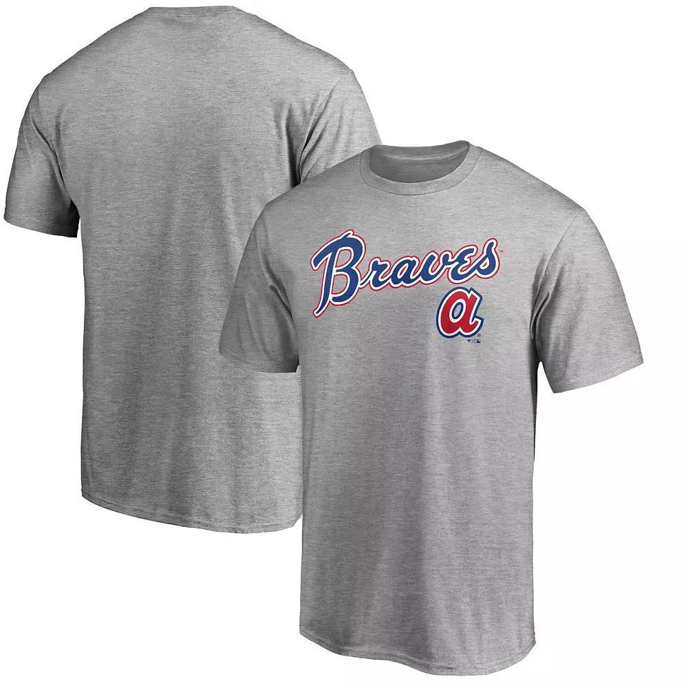 Men's Fanatics Branded Heathered Gray Atlanta Braves Cooperstown Wahconah T-Shirt, Size: 2XL, Grey Product Image