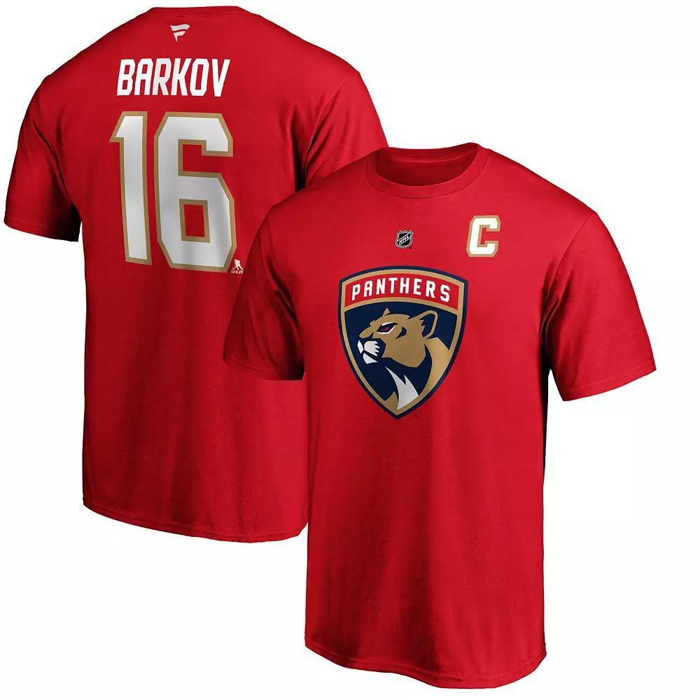 Men's Fanatics Branded Aleksander Barkov Red Florida Panthers Team Authentic Stack Name & Number T-Shirt, Size: 4XL, Pnt Red Product Image