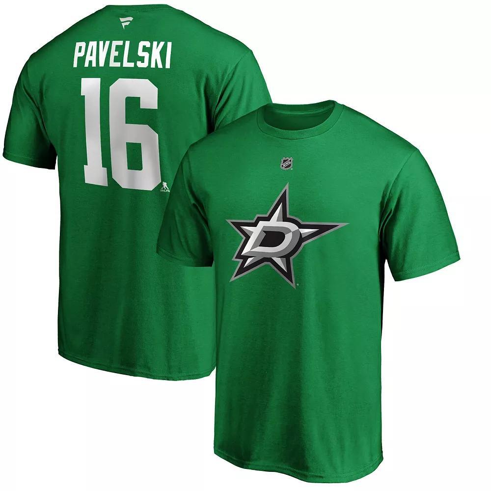 Men's Fanatics Branded Joe Pavelski Kelly Green Dallas Stars Player Authentic Stack Name & Number T-Shirt, Size: Medium, Str Green Product Image