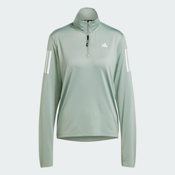 adidas Own the Run Half-Zip Jacket Silver Green M Womens Product Image