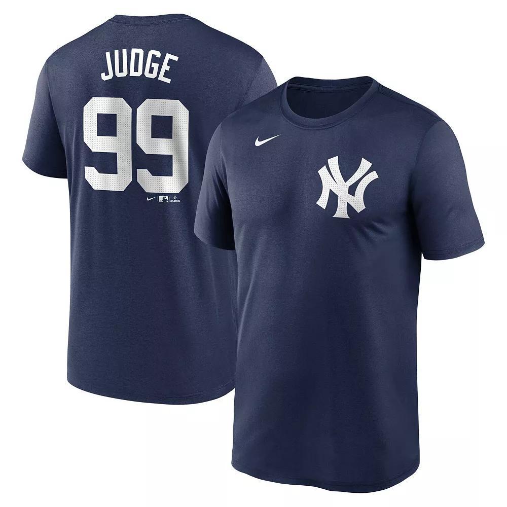 Men's Nike Aaron Judge Navy New York Yankees Legend Name & Number Performance T-Shirt, Size: Medium, Blue Product Image