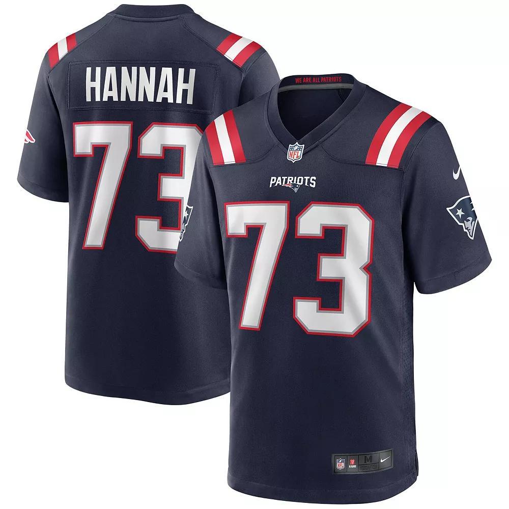 Men's Nike John Hannah Navy New England Patriots Game Retired Player Jersey, Size: Medium, Blue Product Image