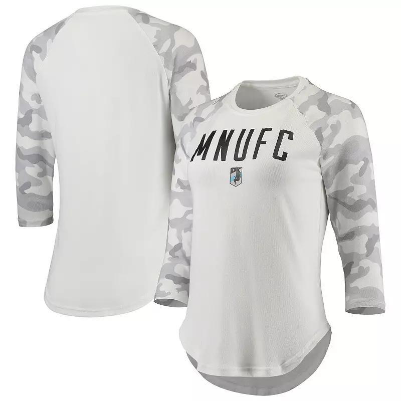 Women's Concepts Sport Cream/Gray Minnesota United FC Composite 3/4-Sleeve Raglan Top, Size: Large, Mfc Beige Product Image