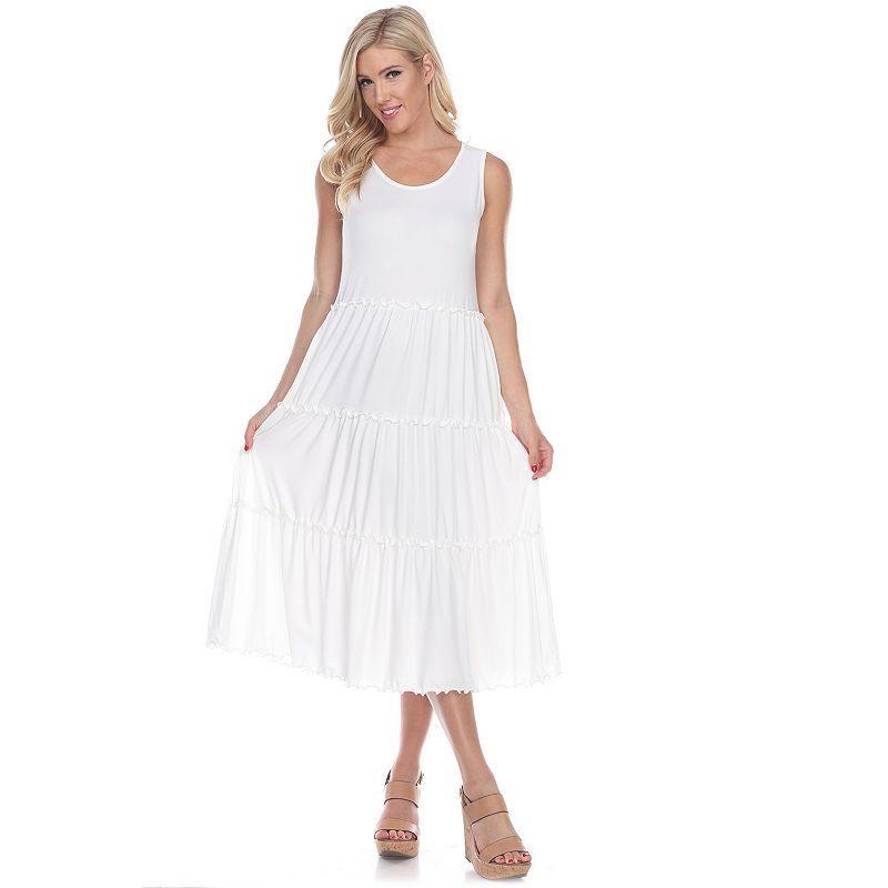 White Mark Womens Scoop Neck Tiered Midi Dress Product Image