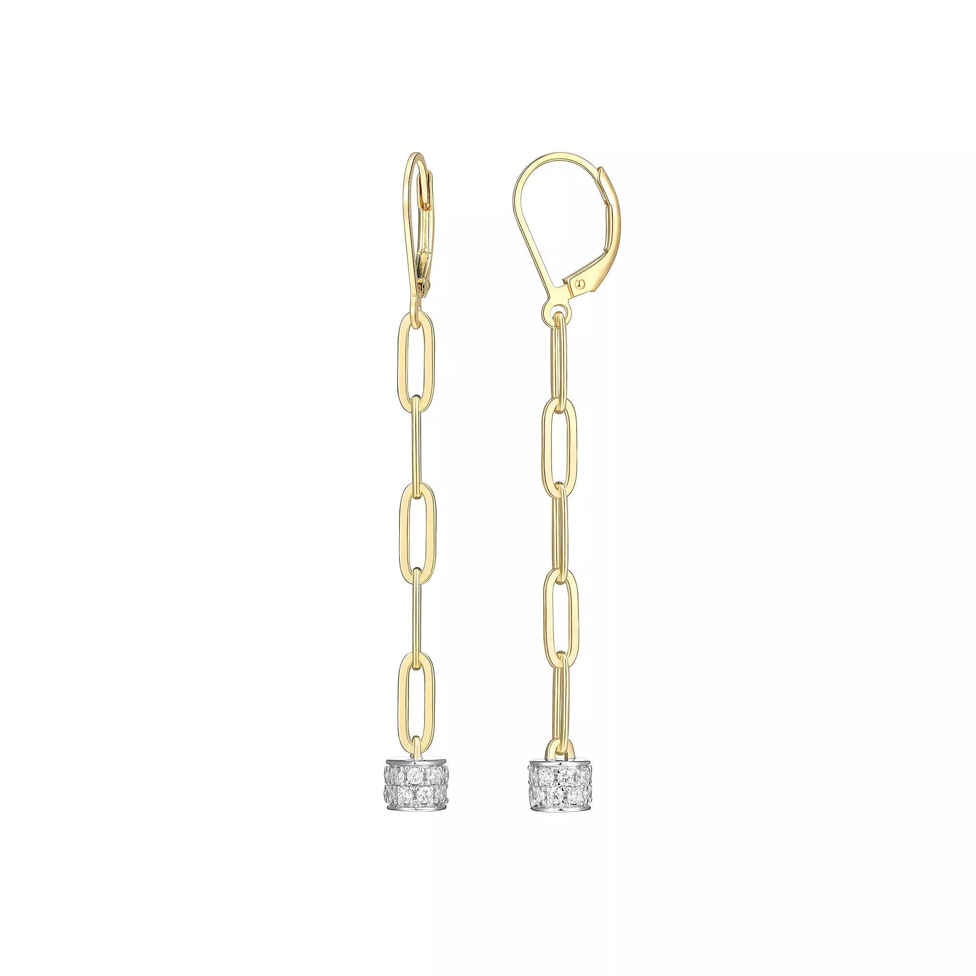 18k Gold Over Silver Cubic Zirconia Link Drop Earrings, Women's, 18k Gold Plated Product Image