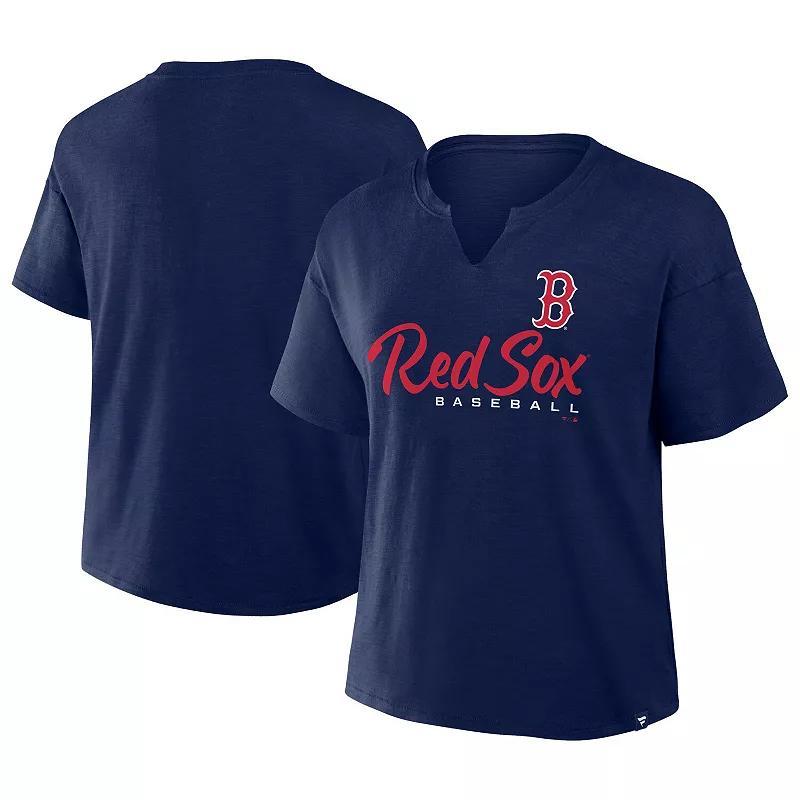 Women's Fanatics Navy Boston Red Sox Fan Fave Stadium Slub Boxy T-Shirt, Size: 2XL, Blue Product Image
