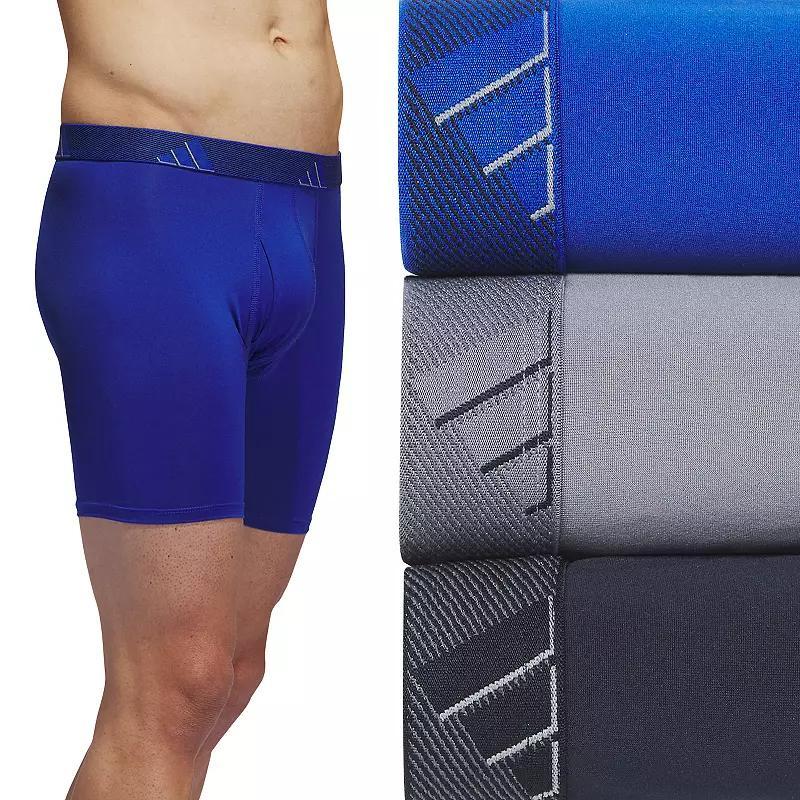 Men's adidas 3-pack Microfiber Boxer Briefs, Size: Large, Multi Royal Blue Gray Product Image
