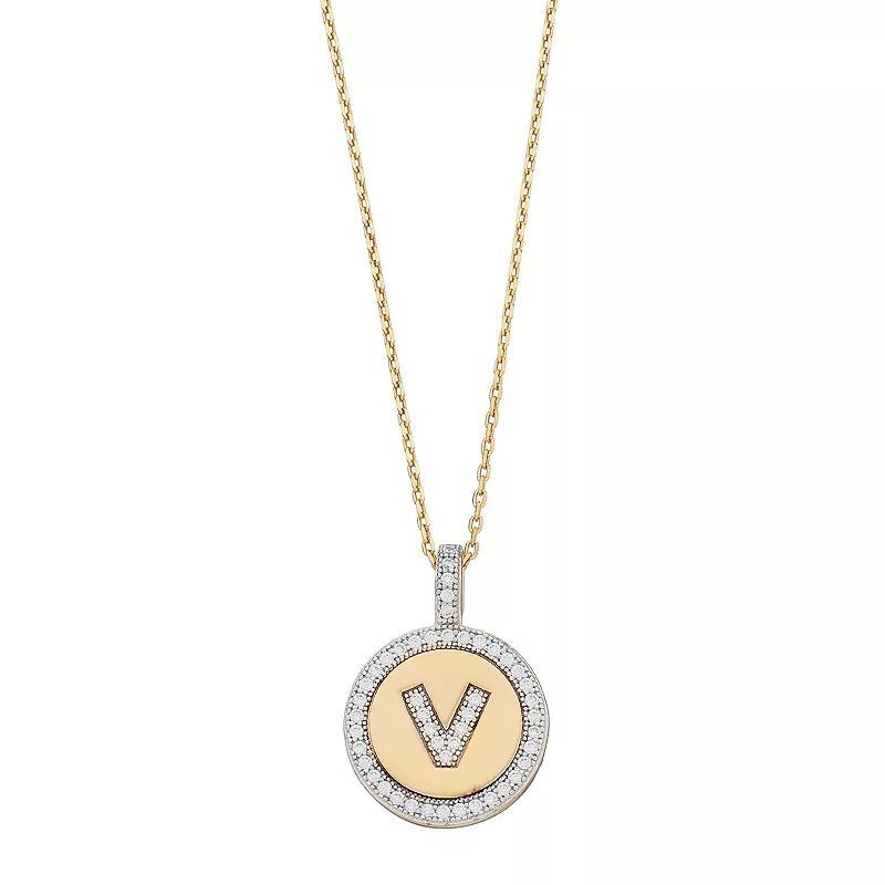 14k Gold Over Silver Cubic Zirconia Initial Pendant Necklace, Women's, Size: 18" Product Image