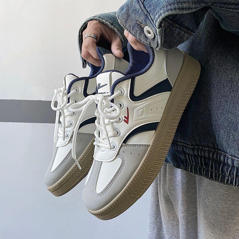 Contrast Trim Lace-Up Sneakers Product Image