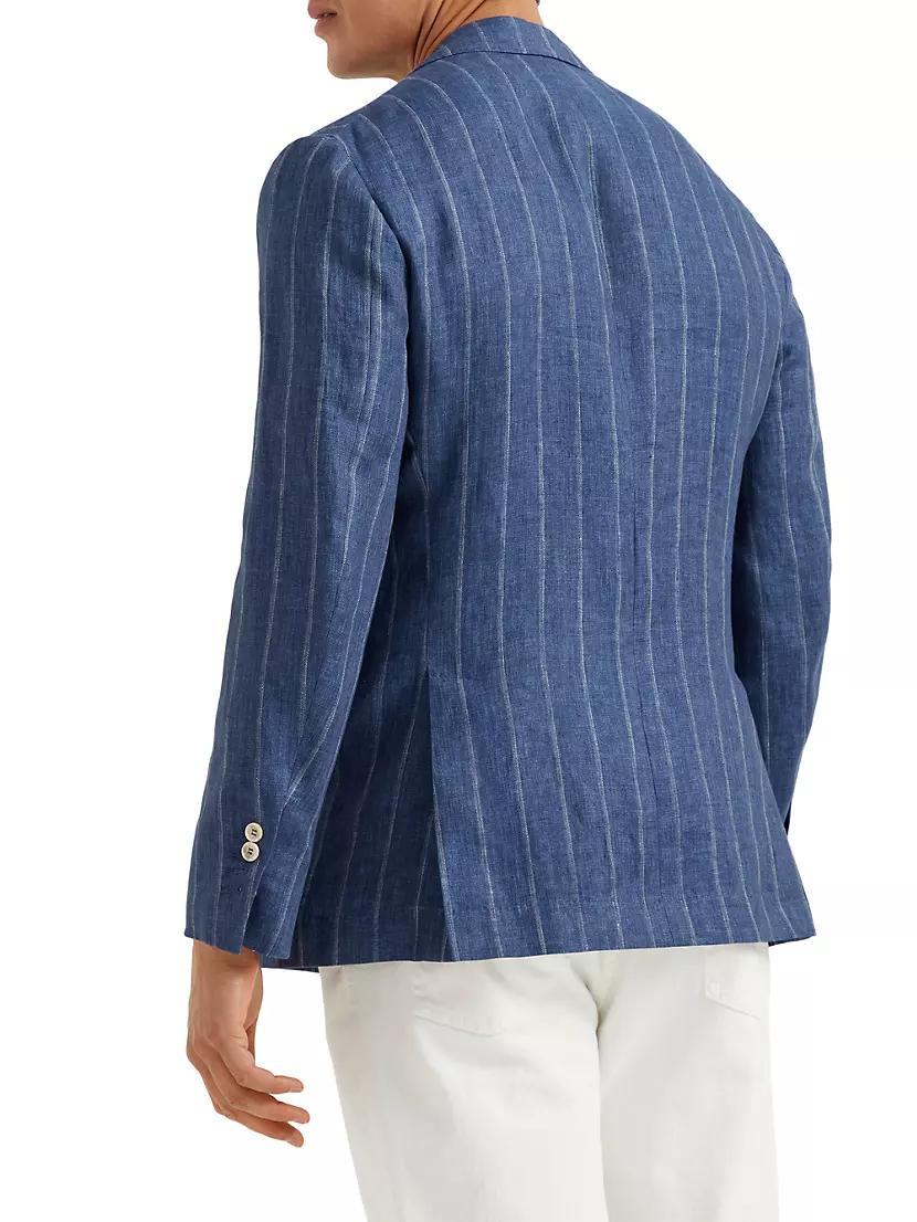Linen Dégradé Chalk Stripe Twill Deconstructed Blazer Product Image