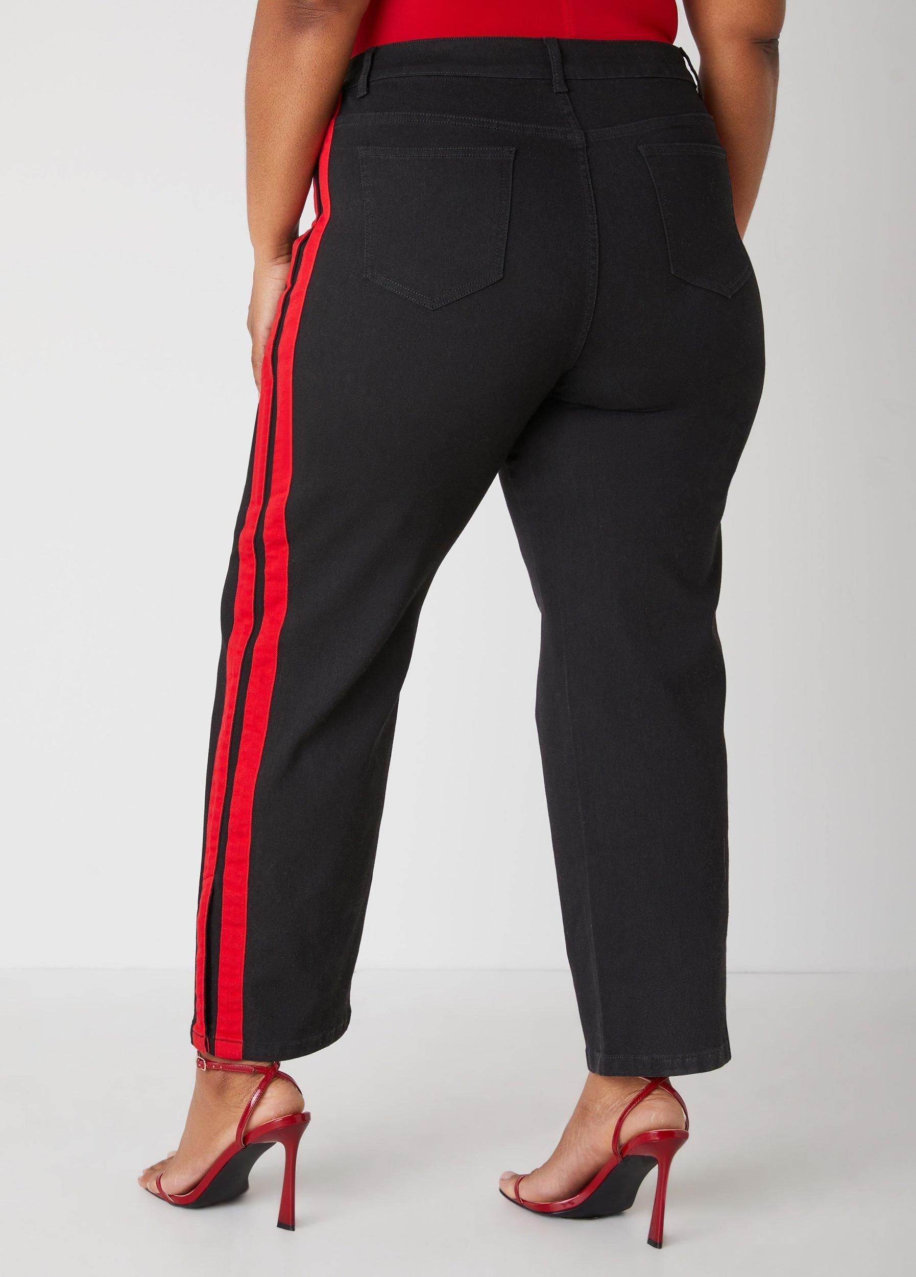 Striped Straight Leg Jeans Product Image