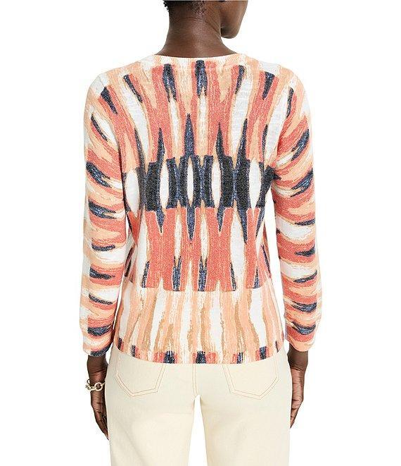 NIC + ZOE Criss Cross Slub Knit V-Neck Bracelet Sleeve Sweater Product Image