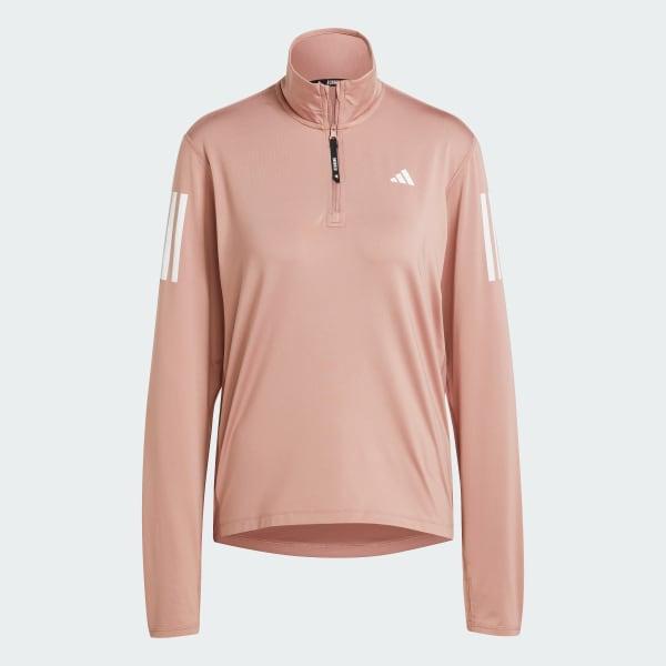 adidas Own the Run Half-Zip Jacket Silver Green M Womens Product Image