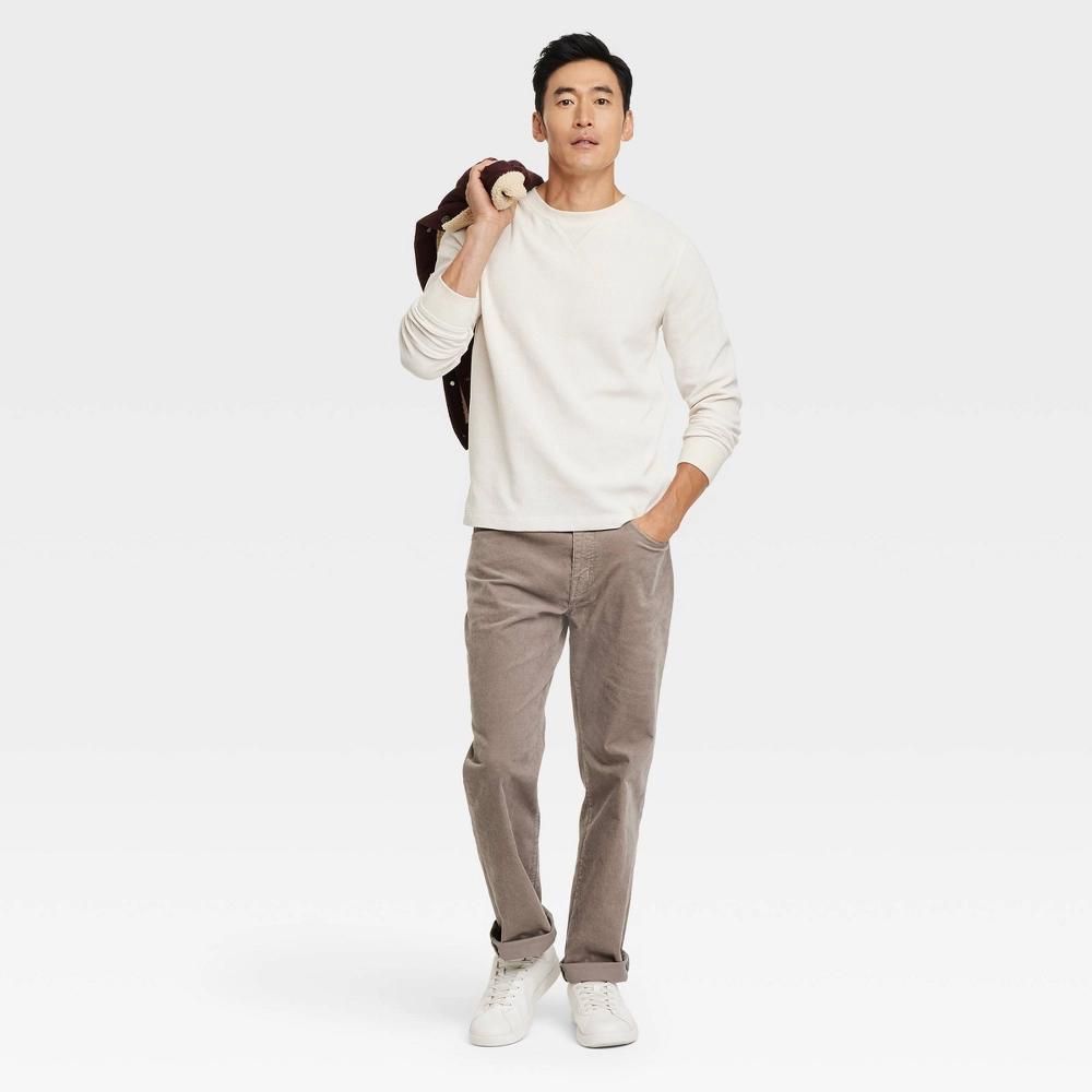 Men's Long Sleeve Textured T-Shirt - Goodfellow & Co™ Ivory M Product Image