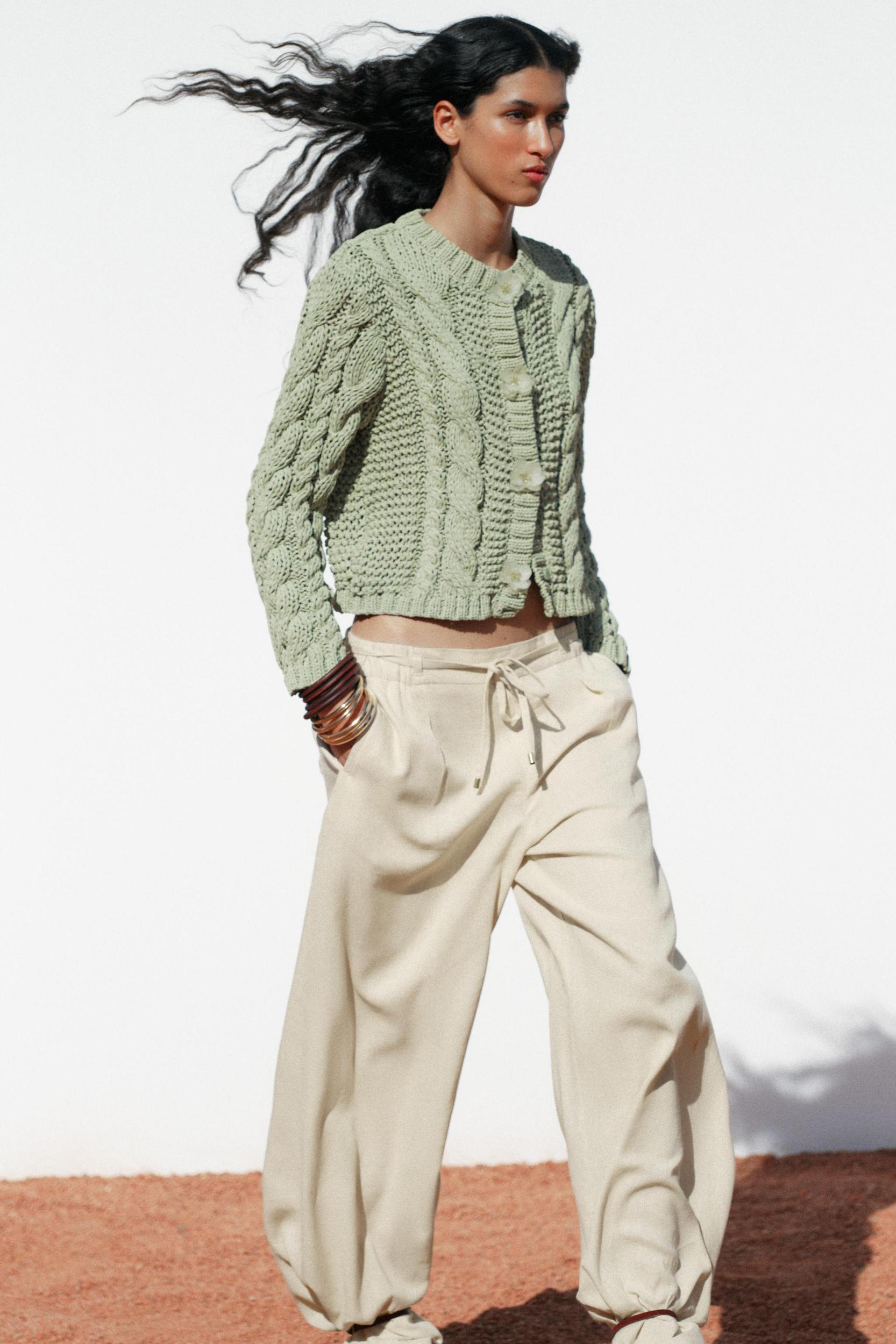 KNIT JACKET WITH FLOWER BUTTONS Product Image