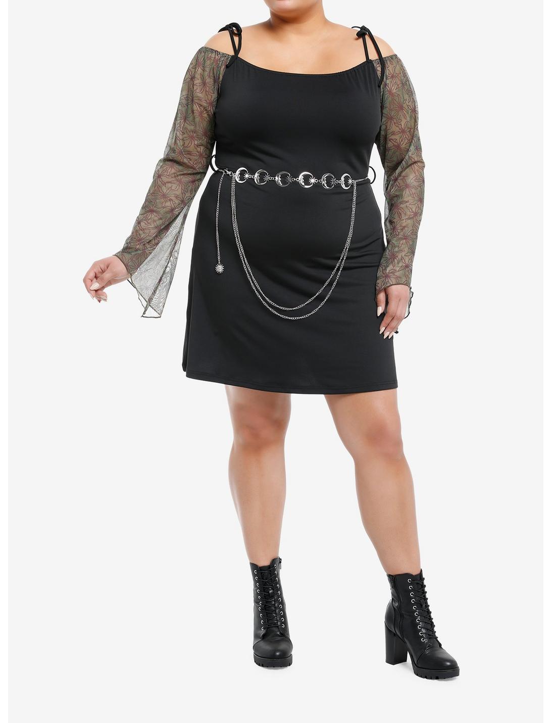 Thorn & Fable Grunge Floral Cold Shoulder Dress With Belt Plus Size Product Image
