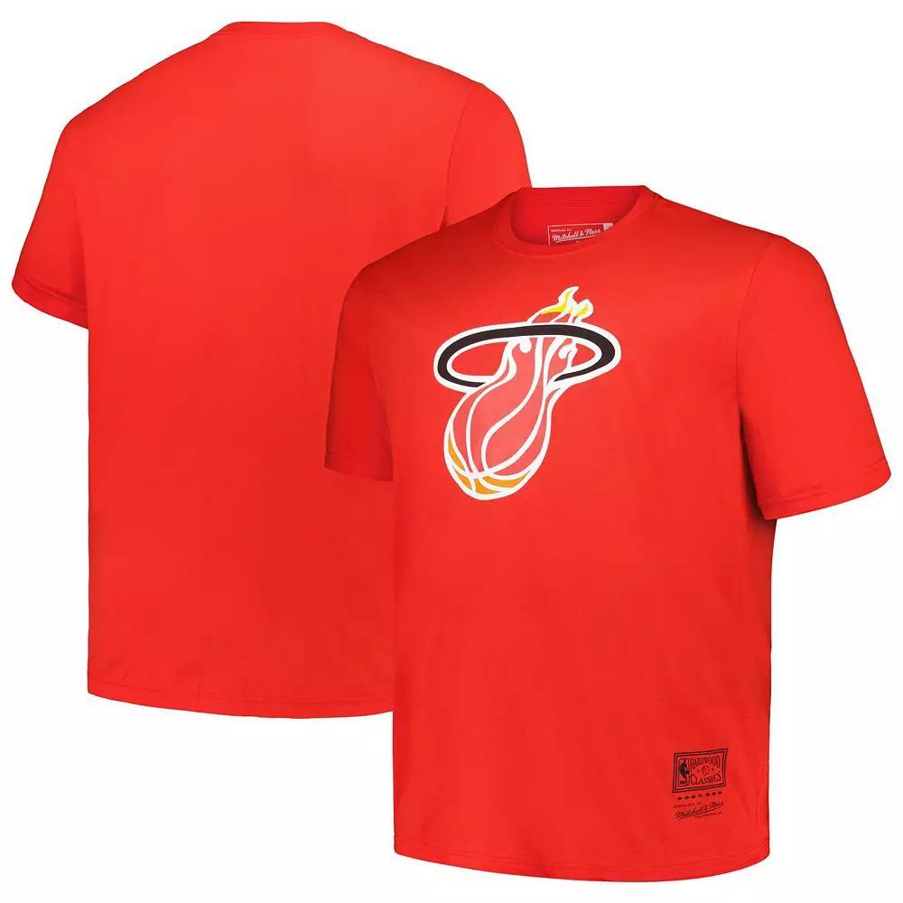 Men's Mitchell & Ness Red Miami Heat Big & Tall Hardwood Classics Vintage Logo T-Shirt, Size: 4XB Product Image