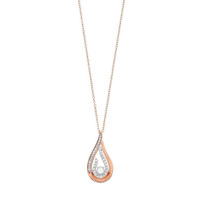 Rosabella Sterling Silver Pink & White Cubic Zirconia Halo Pendant Necklace, Women's, Size: 18" Product Image