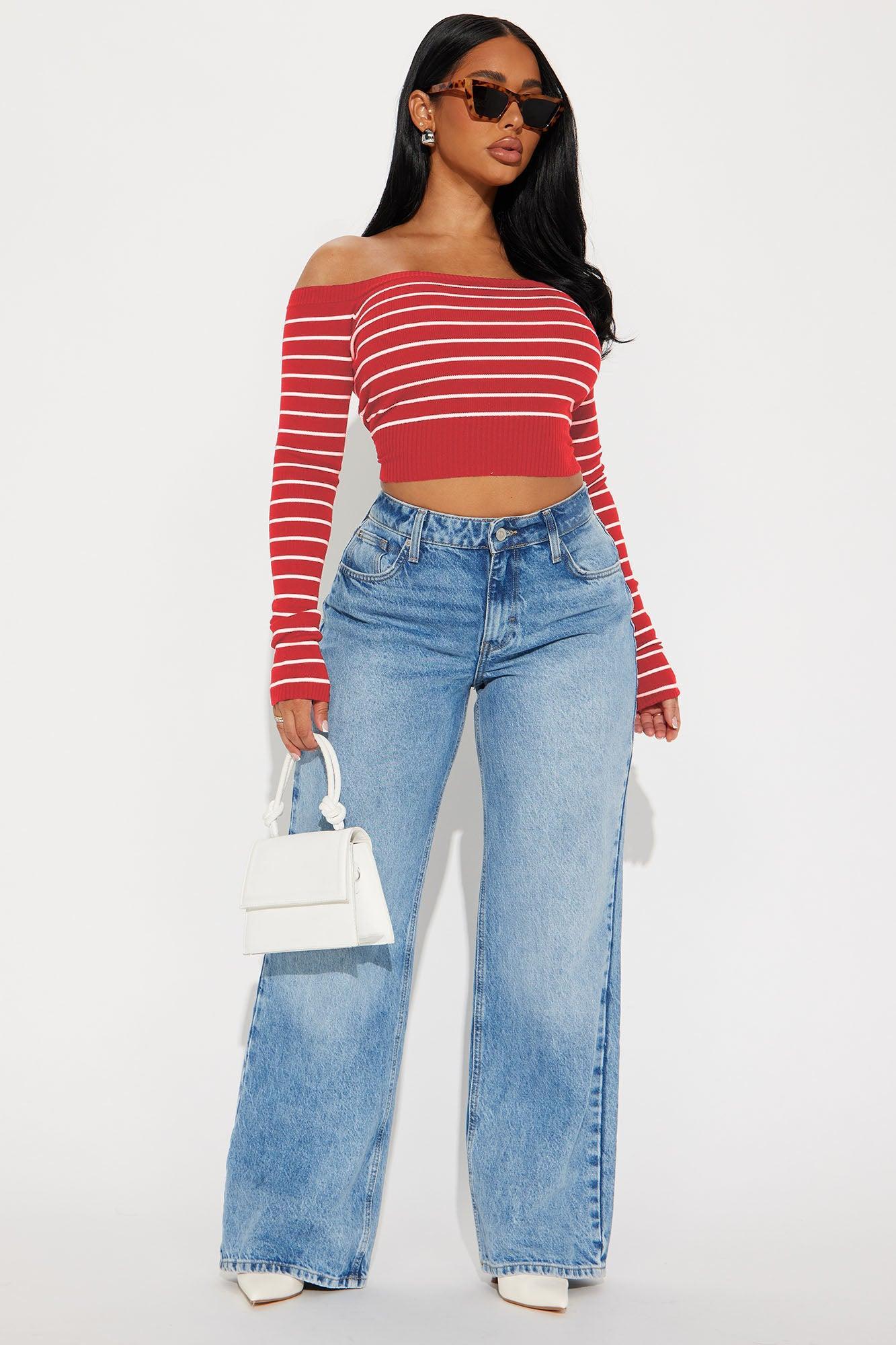 Hamptons Weekend Striped Sweater - Red/White Product Image