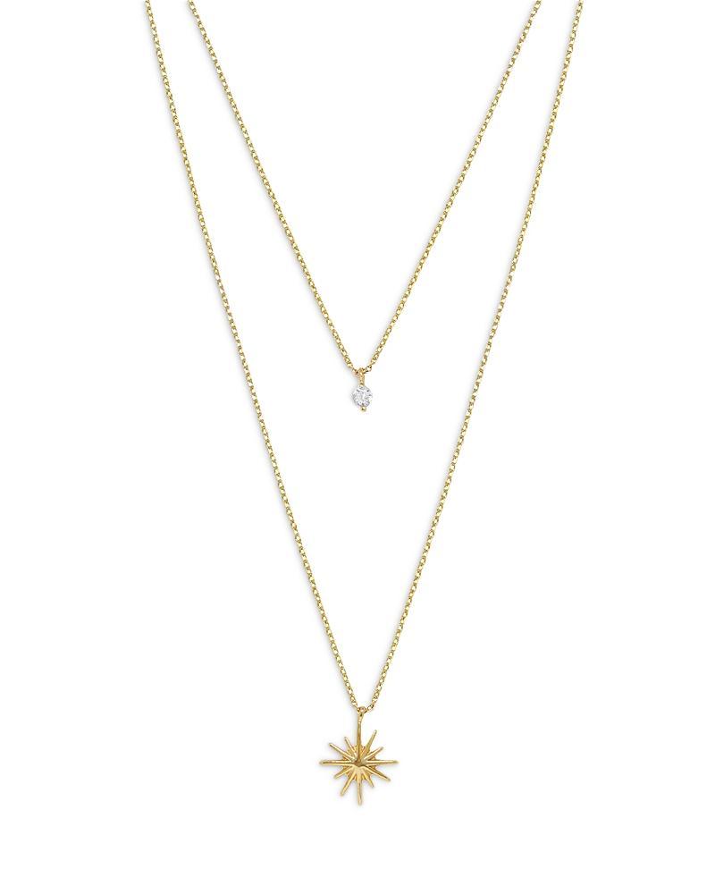 Ettika Cubic Zirconia & Starburst Layered Pendant Necklace in 18K Gold Plated, 15-17 Product Image