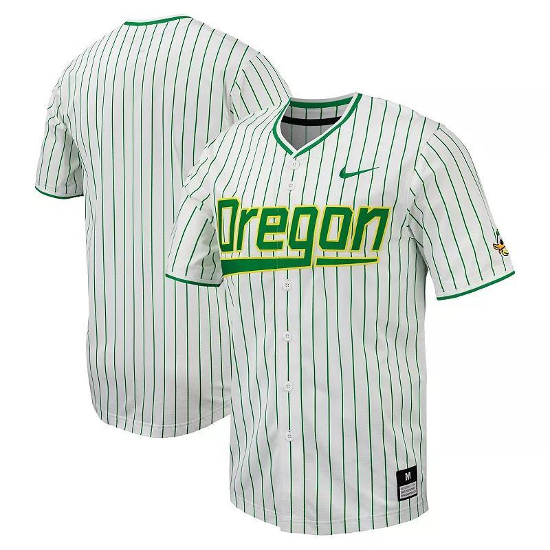 Nike Mens White Oregon Ducks Pinstripe Replica Baseball Jersey - Wht/agr Product Image
