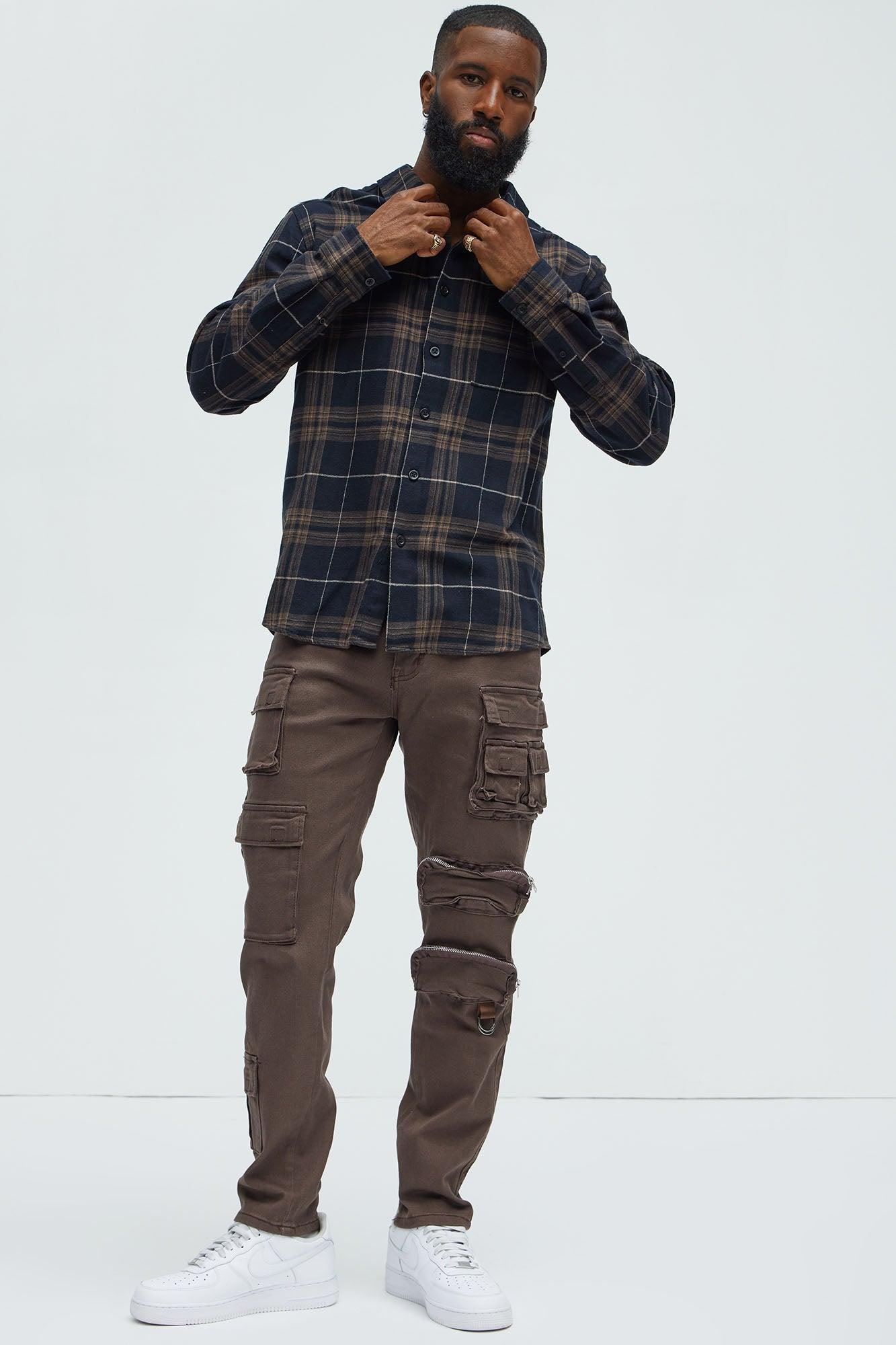 More Than One Cargo Pocket Slim Jeans - Brown Product Image